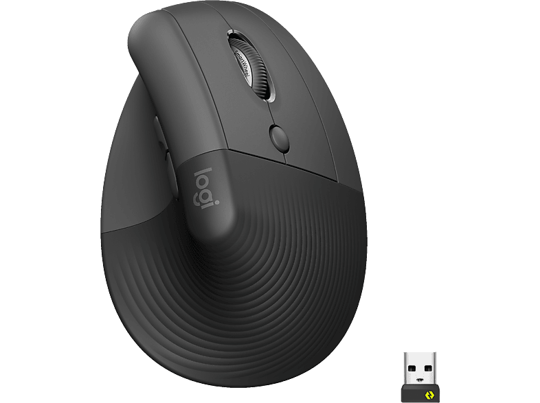 Logitech Lift Vertical Ergonomic Mouse Ergonomische Maus Bluetooth®, Funk Optisch Graphite 6 Tasten 4000 dpi