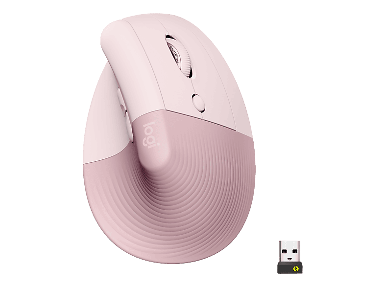 Logitech - Lift Maus rechts RF Wireless + Bluetooth Optisch 4000 DPI, Pink