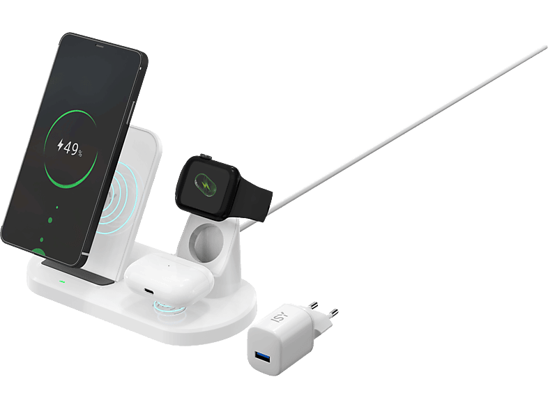 ISY IWQ-2020 20W Wireless FC 3 in 1 - Kabellose Ladestation (Schwarz)