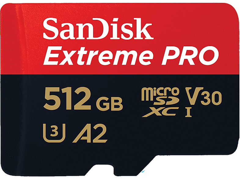 SanDisk - Ext PRO microSDXC +SD /s (512 GB, U3, UHS-I), Rot Bunt, 512 GB