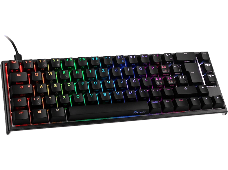 DUCKY ONE 2 SF - Gaming-Tastatur, Kabelgebunden, QWERTZ, 65%, Mechanisch, Cherry MX Brown, Schwarz/Weiss