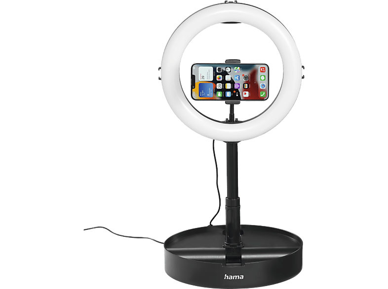 hama 00004658 LED-Ringleuchte SpotLight FoldUp 102 II, Set für Smartphones, faltbar