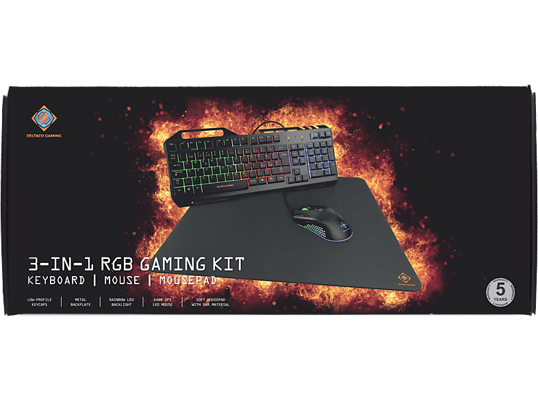 DELTACO 3-in-1 gaming Gear Kit RGB GAM-113-CH black