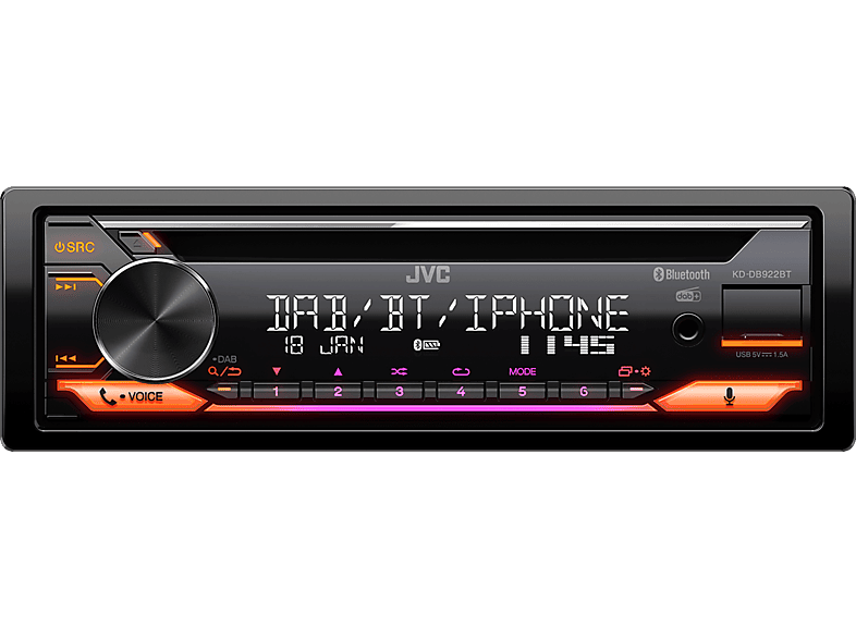 JVC KD-DB922BT Autoradio DAB+ Tuner, Anschluss für Lenkradfernbedienung, Bluetooth®-Freisprecheinrichtung