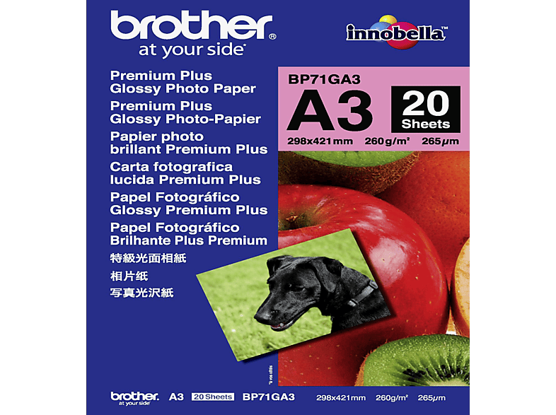 BROTHER Photo Paper glossy 260g A3 BP71-GA3 MFC-6490CW 20 Blatt