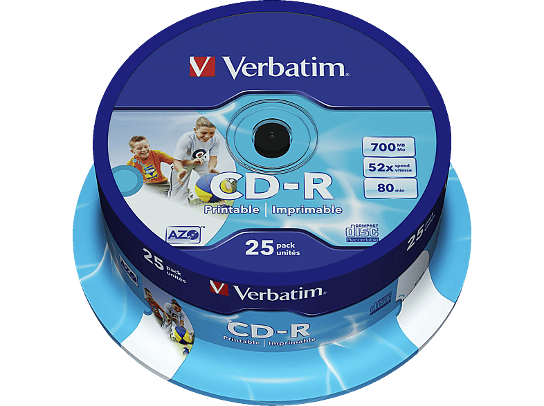 Verbatim 43439 CD-R Rohling 700 MB 25 St. Spindel Bedruckbar