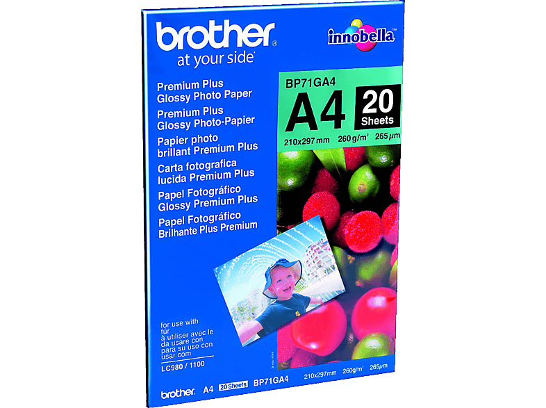 BROTHER Photo Paper glossy 260g A4 BP71-GA4 MFC-6490CW 20 Blatt