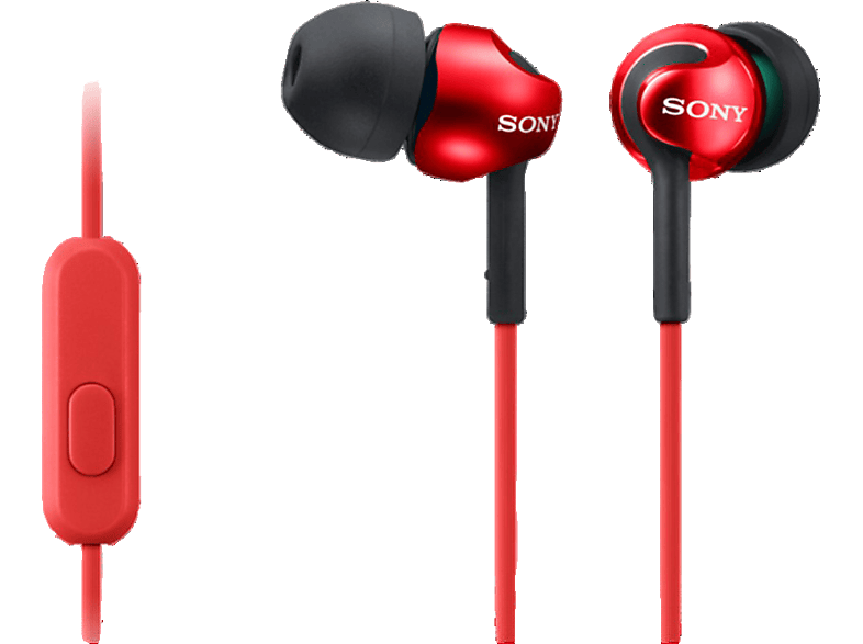 Sony MDR-EX110AP In Ear Kopfhörer kabelgebunden Stereo Rot Headset Handy