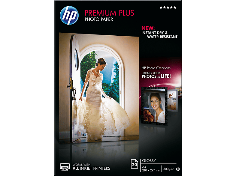 HP Premium Plus Photo Paper A4 CR672A InkJet 300g, glossy 20 Blatt