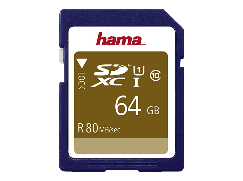 HAMA 124136 Class 10 - SDHC-Speicherkarte (64 GB, 80 MB/s, Blau)