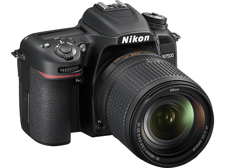 NIKON D7500 + AF-S DX NIKKOR 18-140mm f/3.5-5.6G ED VR Spiegelreflexkamera, 20.9 MP, 18-140 mm Objektiv (AF-S, DX, ED, VR), Touchscreen Display, WLAN, Schwarz