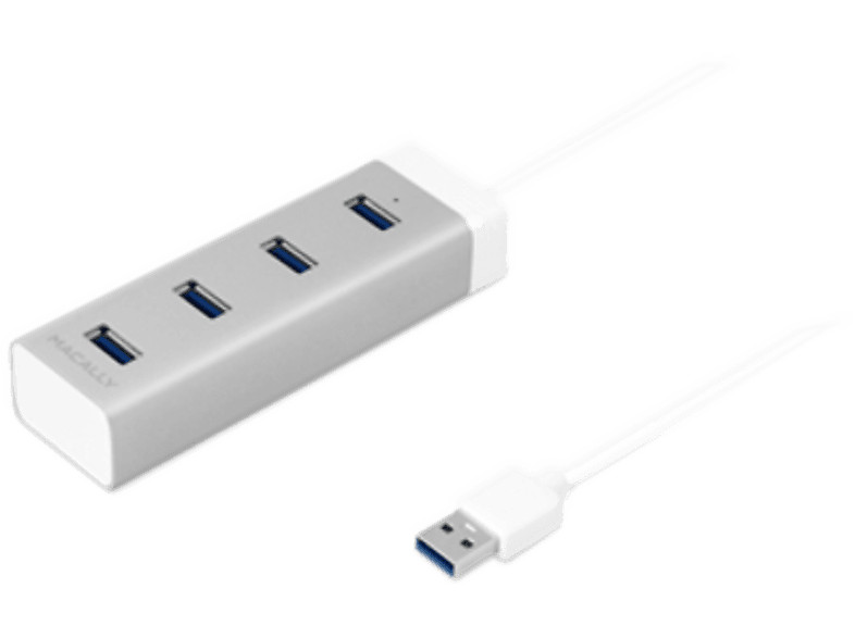 MACALLY U3HUBA 4-PORT HUB USB3 ALU - USB Hub (Siber/Weiss)