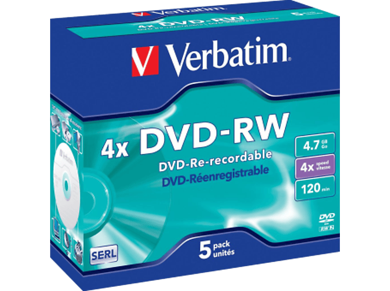 Verbatim 43285 DVD-RW Rohling 4.7 GB 5 St. Jewelcase Wiederbeschreibbar