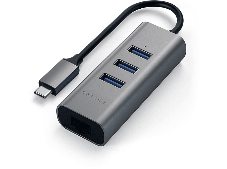 Satechi ST-TC2N1USB31AM USB-Hub 3 Port USB-A, RJ45 USB 3.0 5 GBit/s Spacegrau ST-TC2N1USB31AM