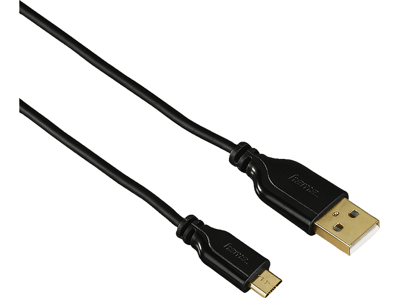 Hama -  Kabel USB-USB-Micro B Gold Schwarz 0,75 m, 0.75M
