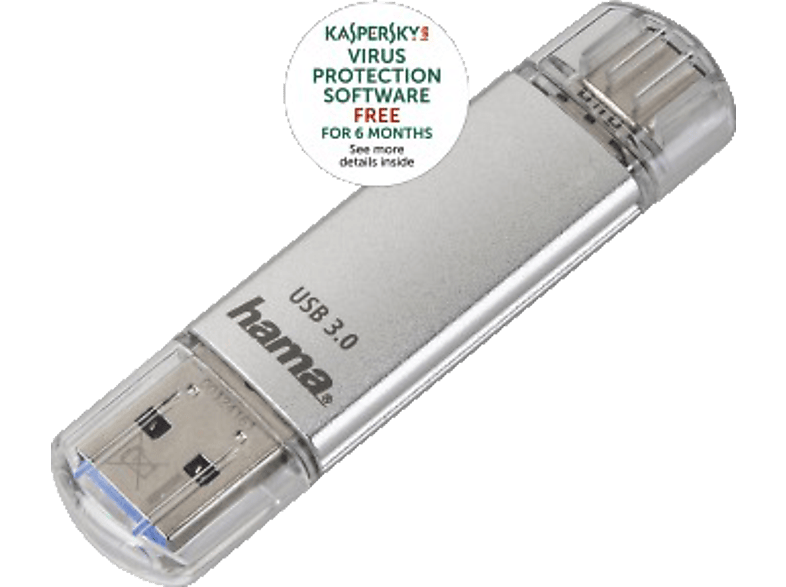 HAMA 124163 C-LAETA 64GB USB3 SILVER - USB-Stick (64 GB, Silber)
