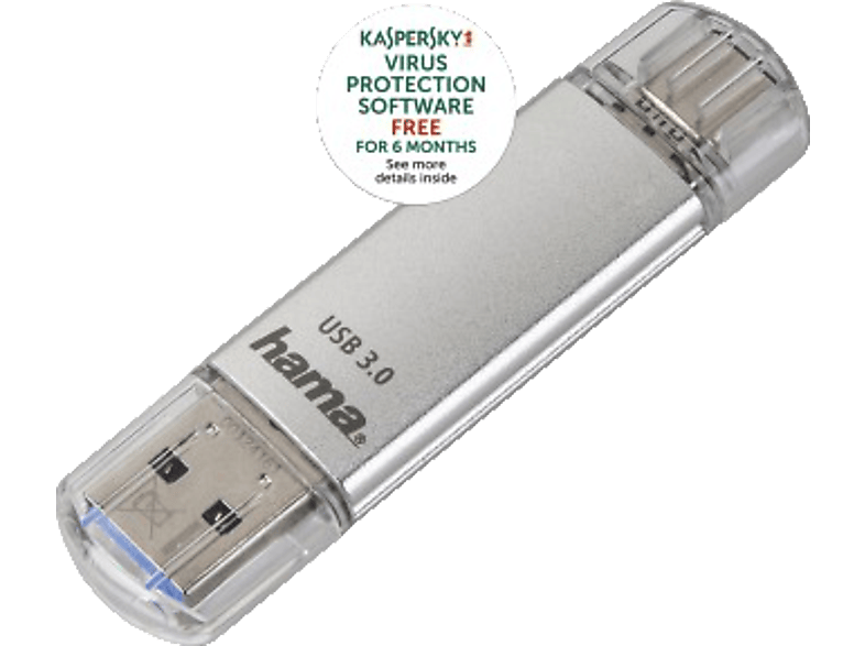 Hama - FlashPen C-Laeta - 32GB USB 3.1/USB 3.0 Type-C 40MB/s, Silber, 32 GB