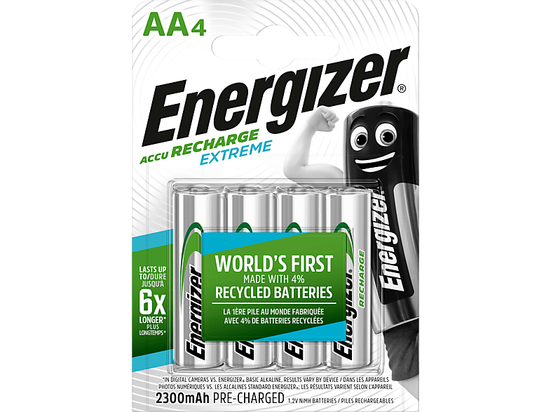 Energizer AA Wiederaufladbare Batterien Extreme HR6 2300mAh NiMH 1,2 V 4 Stück
