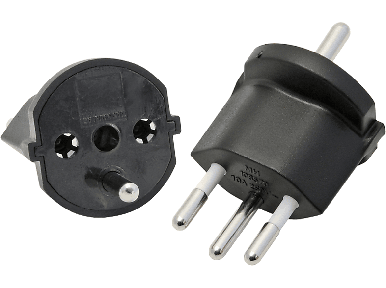 S-ELECTRO Fix-Adapter SchuKo-CH 4.107438 schwarz, 3-polig