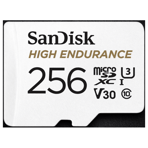 SanDisk - High Endurance Monitoring (microSDXC, 256GB, U3, UHS-I), Weiss, 256 GB