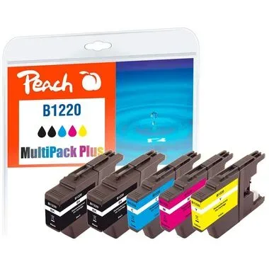 Peach B1220 Spar Plus Pack Druckerpatronen (2*bk, c/m/y) ersetzt Brother LC-1220 für z.B. Brother DCPJ 525 W, Brother DCPJ 725 DW, Brother MFCJ 430 W