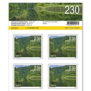 Briefmarken CHF 2.30 «Doubs JU», Bogen mit 10 Marken