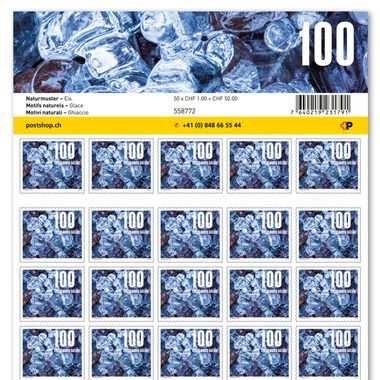 Briefmarken CHF 1.00 «Eis», Bogen mit 50 Marken