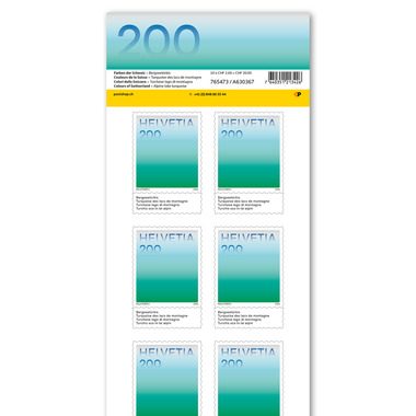 Briefmarken CHF 2.00 «Bergseetürkis», Bogen mit 10 Marken