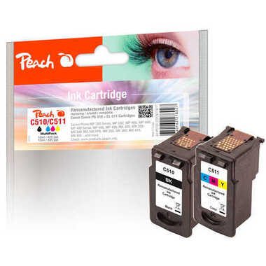 Peach C510 BK 2 Druckköpfe (bk, col) ersetzt Canon PG-510BK, CL-511C, 2970B001, 2972B001 für z.B. Canon Pixma MP 230, Canon Pixma MP 280