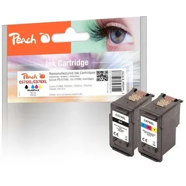 Peach C575 XL 2 Druckköpfe XL (bk, col) ersetzt Canon PG-575XL, CL-576XL für z.B. Canon Pixma TR 4755 i, Canon Pixma TS 3550 i, Canon Pixma TR 4756 i