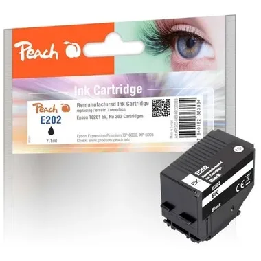 Peach E2E1 Druckerpatrone bk ersetzt Epson T02E1, No. 202 bk, C13T02E14010 für z.B. Epson Expression Premium XP -6000