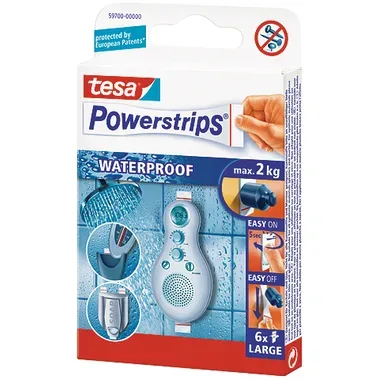 TESA Powerstrips Waterproof 597000000 weiss, Large, 6 St&uuml;ck