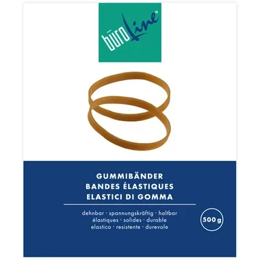 BÜROLINE -  Gummibänder 125x3mm 155435 braun, ø 80mm 500g, 100 Stück