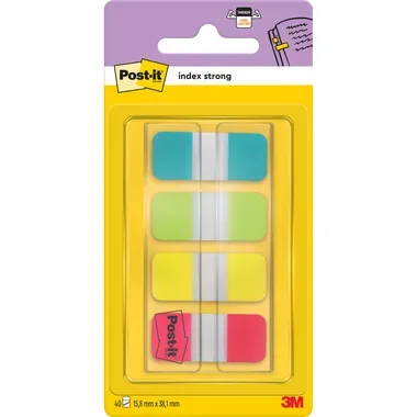 POST-IT Index Strong schmal 16x38mm 676-ALYR 4-farbig 4x10 St&uuml;ck