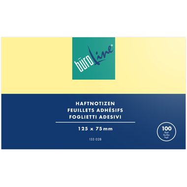 B&Uuml;ROLINE Haftnotizen 125x75mm 133028 gelb 100 Blatt