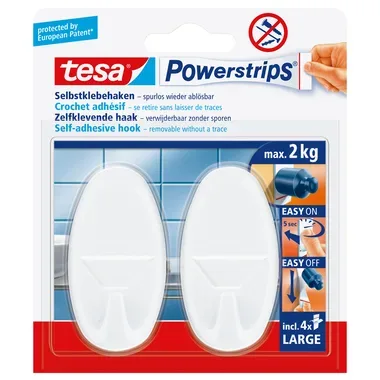 TESA Powerstrips Haken 580130004 weiss, 2 St&uuml;ck
