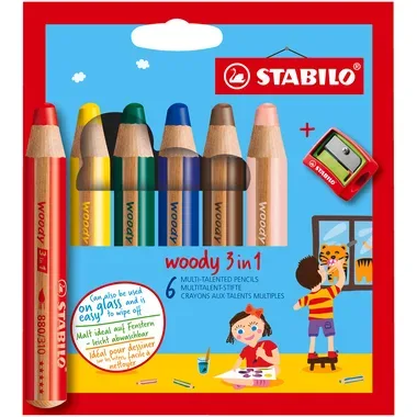 STABILO Farbstifte Woody 3 in 1 8806-2 6 Farben Etui