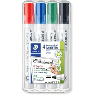 STAEDTLER Whiteboard Marker Lumocolor 351 Rundspitze Farbig sortiert 4 Stück