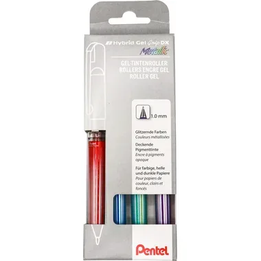 PENTEL Roller Hybrid Gel Grip 1.0mm K230M-4 rot, blau, gr&uuml;n, violett