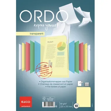 ELCO Sichth&uuml;lle Ordo transparent A4 73696.74 gelb 10 St&uuml;ck