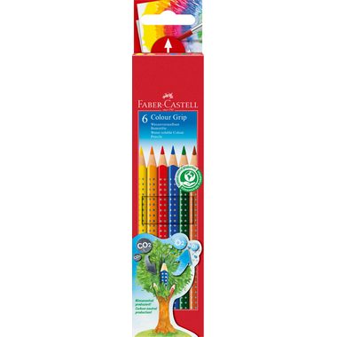 Faber-Castell Buntstifte-Set COLOUR GRIP mit 6 Farben im Kartonetui
