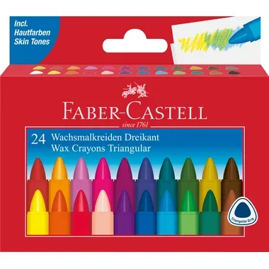FABER-CASTELL Wachskreide Dreikant 120024 24 St&uuml;ck, mehrfarbig