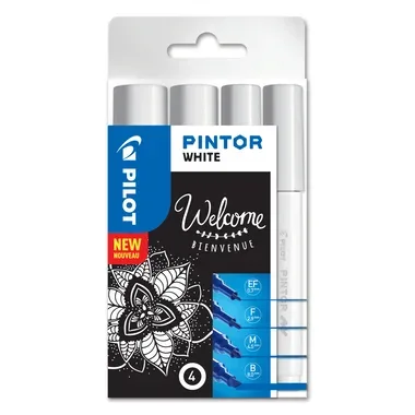 PILOT Marker Set Pintor B/M/F/EF S4/0537465 weiss, 4 St&uuml;ck