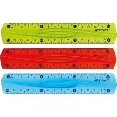 WESTCOTT Lineal, flexibel E-1022000 15cm blau/rot/gr&uuml;n