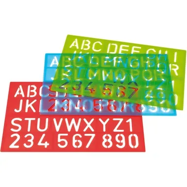 WESTCOTT Zeichenschablone 50cm E-1060000 A-Z, 0-9 blau/rot/gr&uuml;n