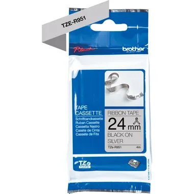 PTOUCH Band silber/schwarz TZE-R951 Tze Ger&auml;te 24mm