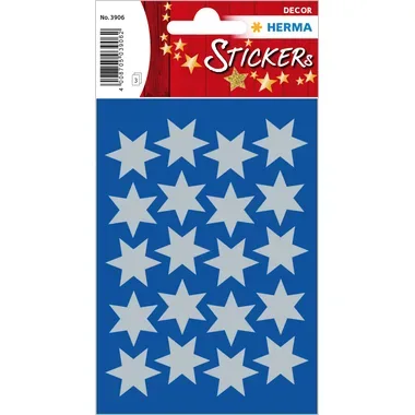 HERMA Sticker Sterne 21mm 3906 silber 60 St&uuml;ck/3 Blatt