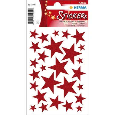 HERMA Sticker Sterne 15099 rot 27 St&uuml;ck /1 Blatt