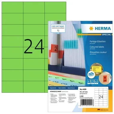 HERMA Etiketten SPECIAL 70x37mm 4409 gr&uuml;n,perm. 2400 St./100 Bl.