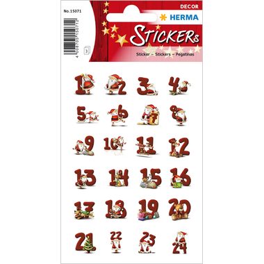 HERMA Sticker Adventskalender 15071 rot 72 St&uuml;ck/3 Blatt